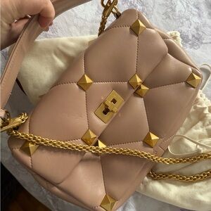 Valentino Garavsni Quilted Handbag with Gold Accents